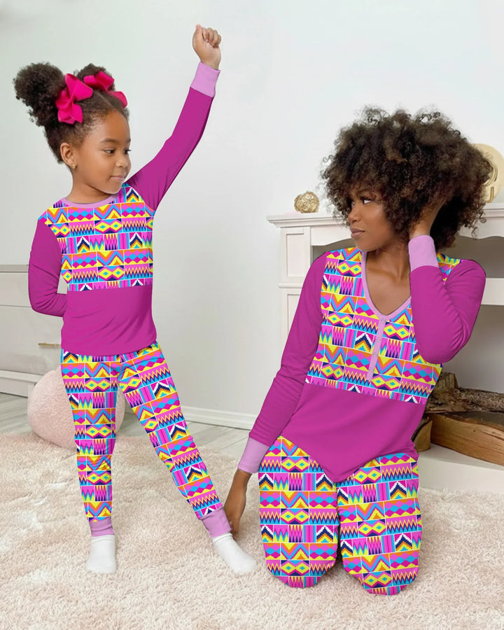 Kente Vibes Family Matching Bamboo Women Pajama Set