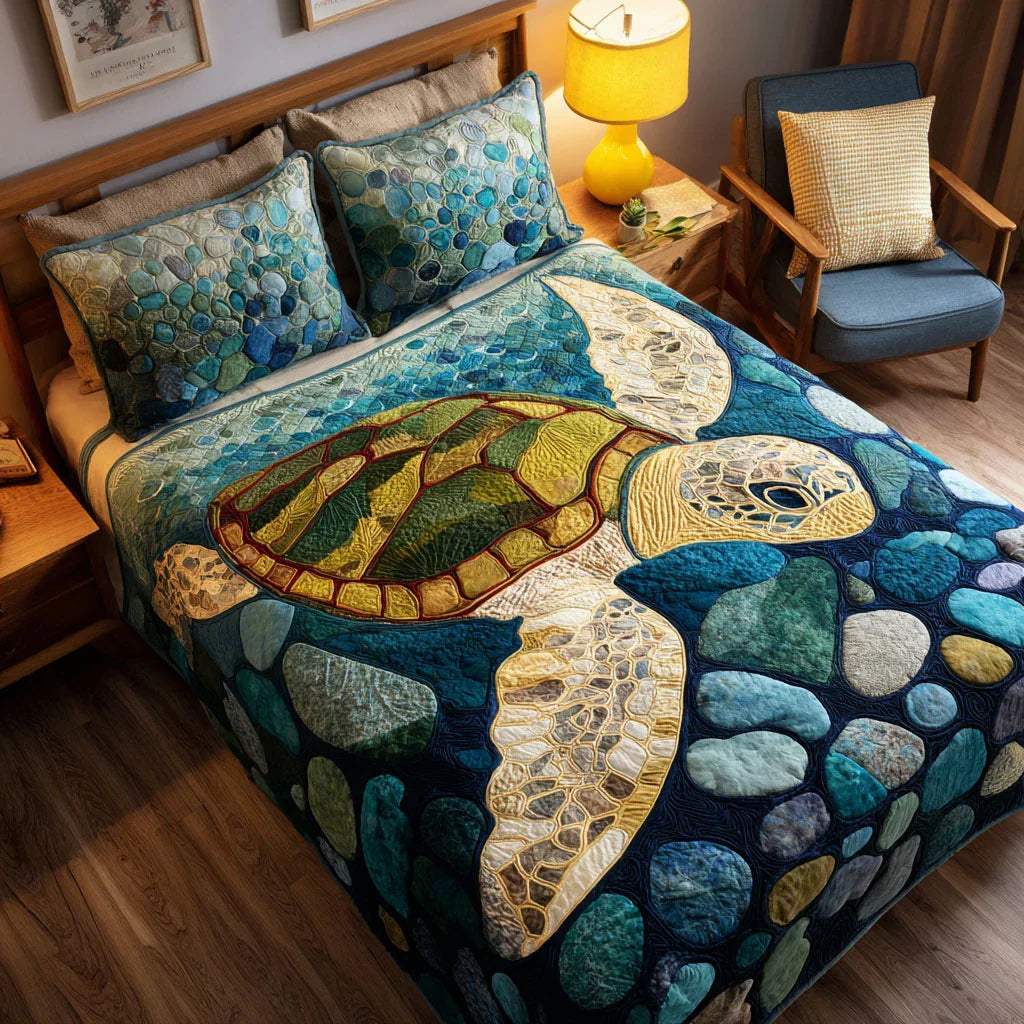Deep Ocean Bamboo Quilt Bedding Set