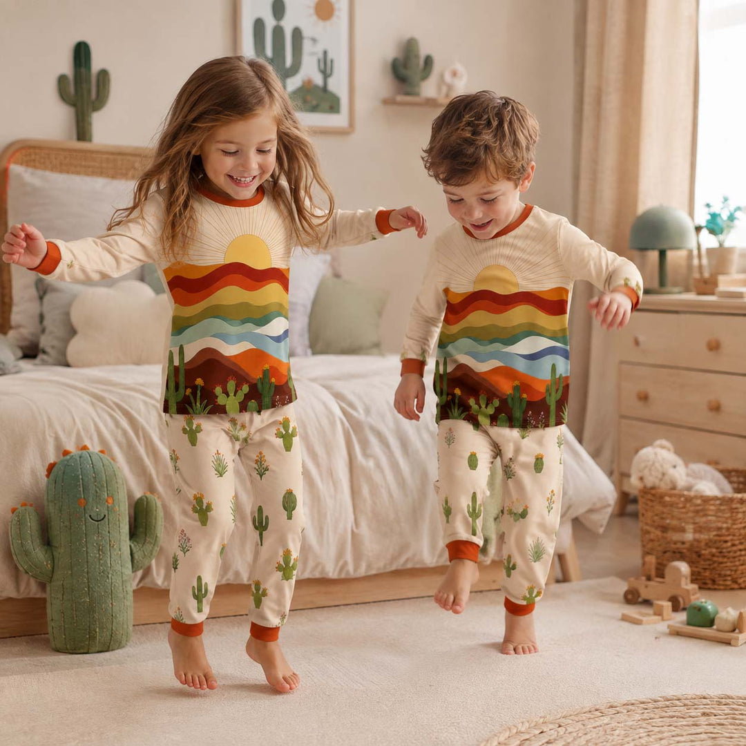Desert Sunset Bloom Bamboo Two Piece Long Sleeve Pajama Set