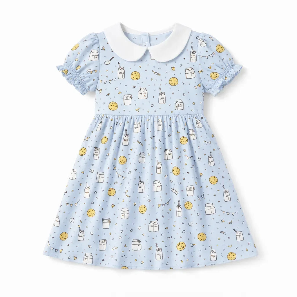 Cute Milk and Cookies Bamboo Peter Pan Collar Dress