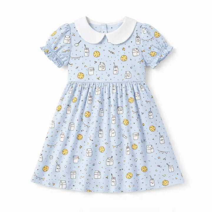 Cute Milk and Cookies Bamboo Peter Pan Collar Dress