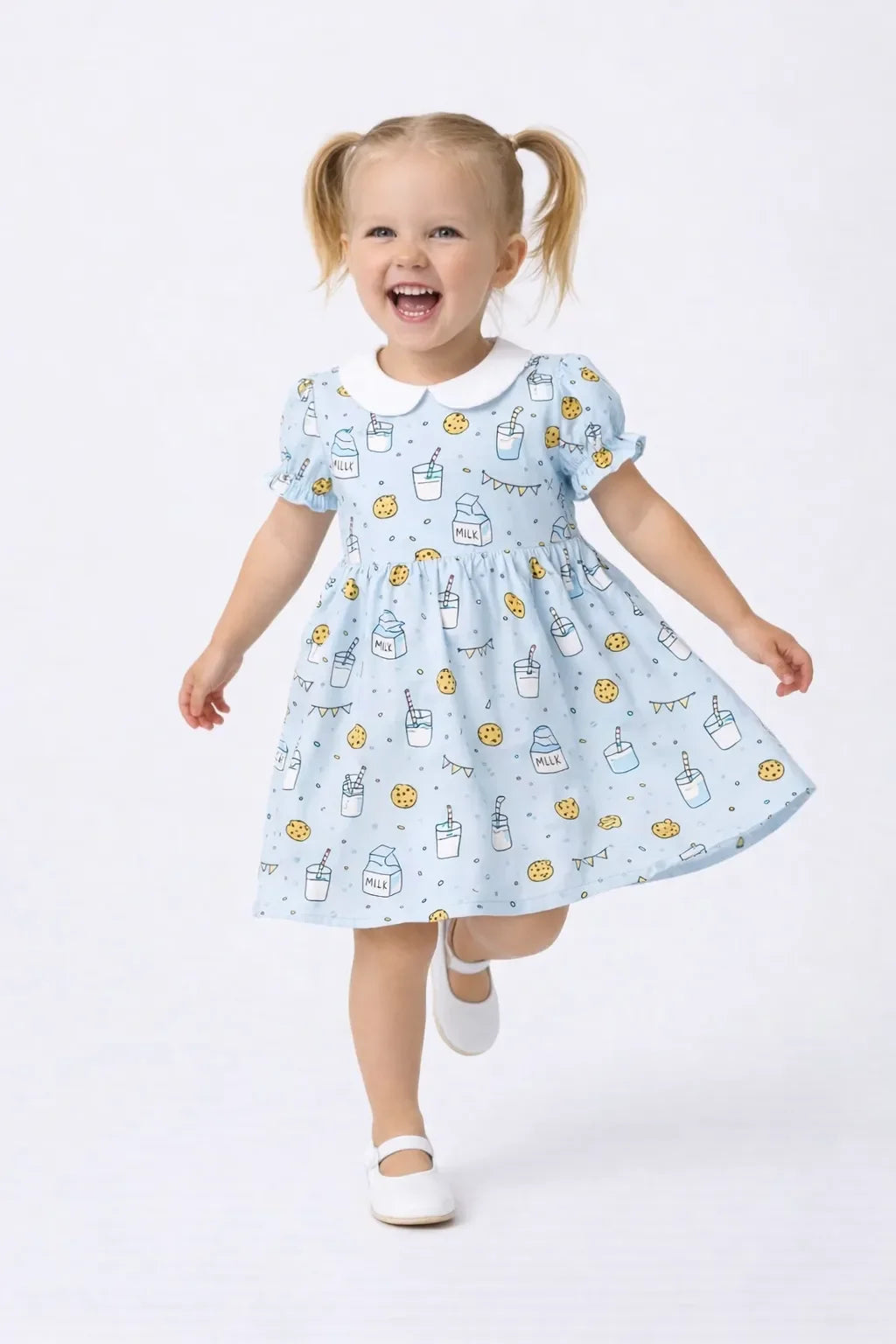 Cute Milk and Cookies Bamboo Peter Pan Collar Dress
