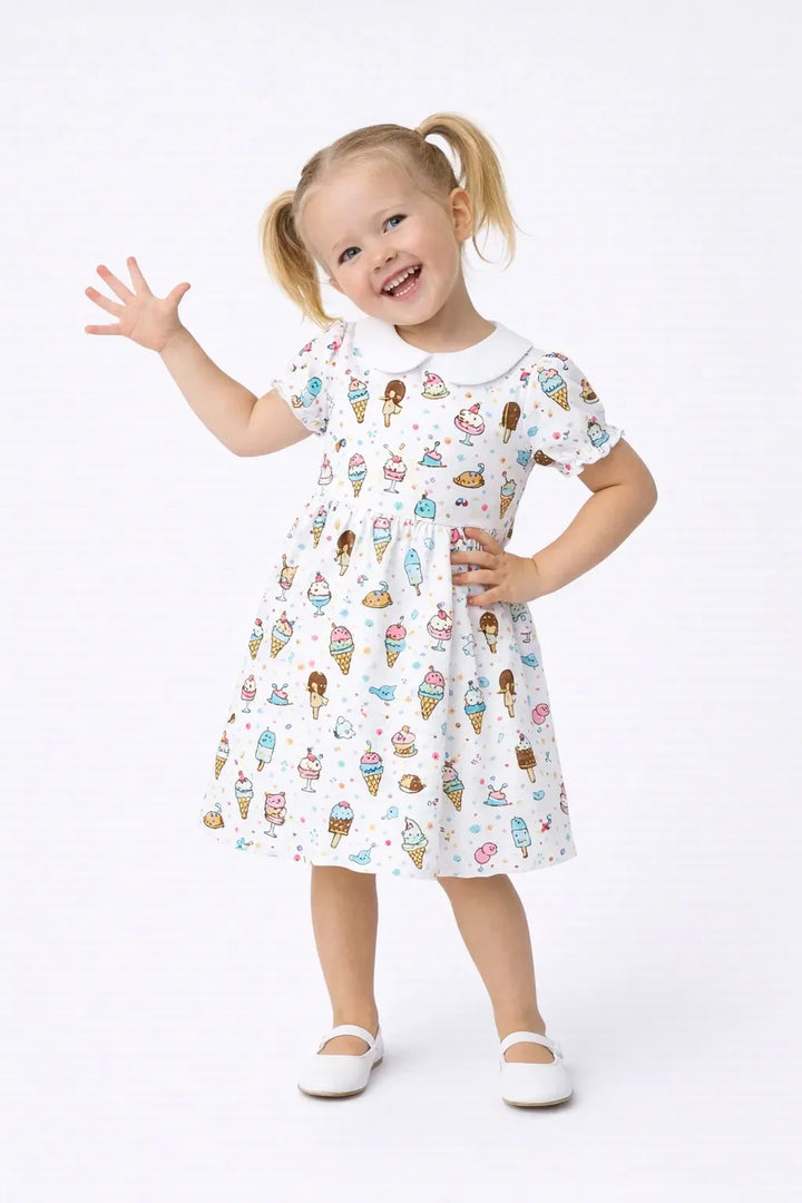 Cute Ice Cream Dessert Bamboo Peter Pan Collar Dress