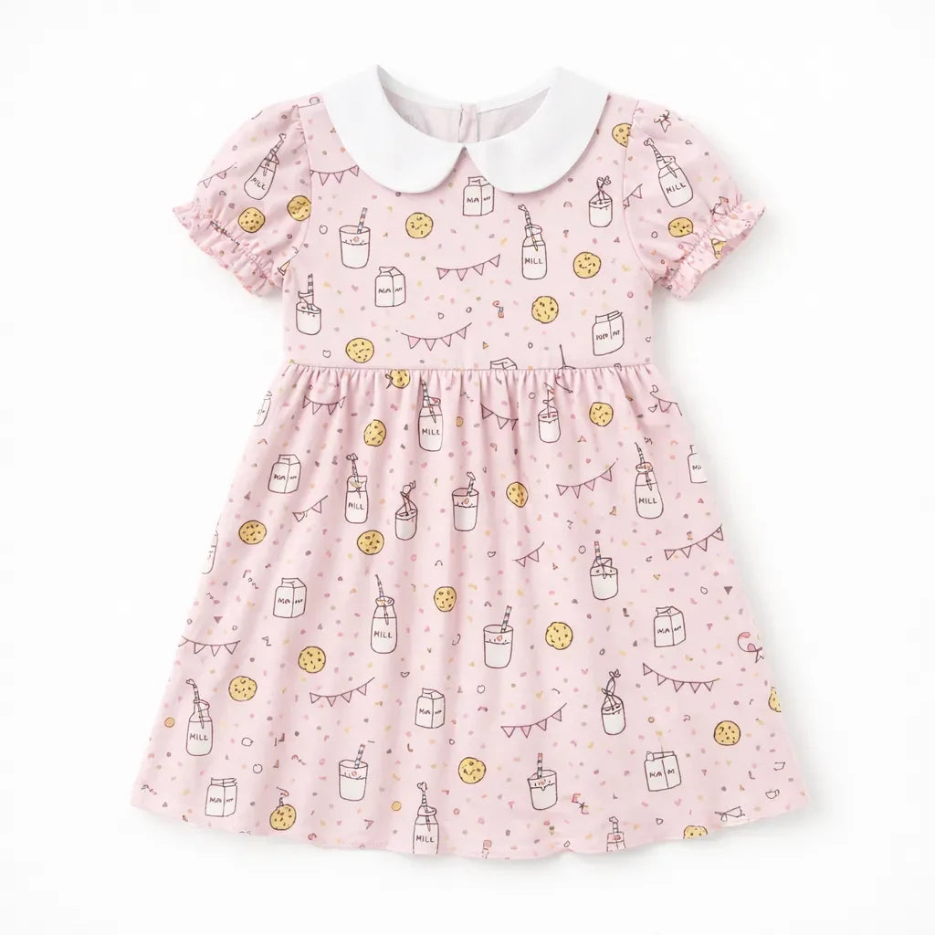Cute Milk and Cookies Bamboo Peter Pan Collar Dress