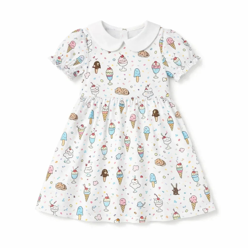 Cute Ice Cream Dessert Bamboo Peter Pan Collar Dress