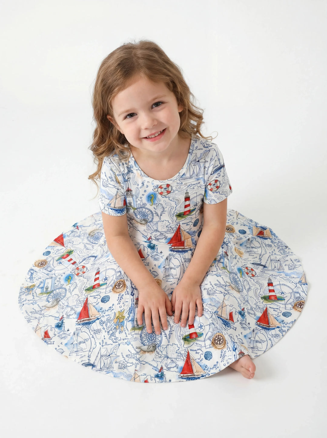 Seaside Adventure Map Bamboo Twirl Dress