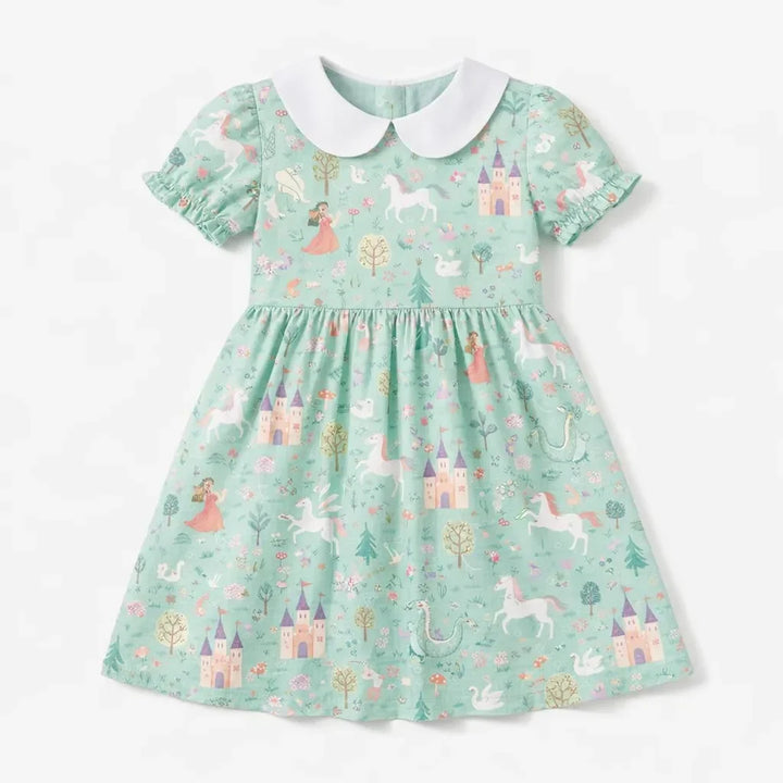 Cute Princess Castle Storybook Bamboo Peter Pan Collar Dress
