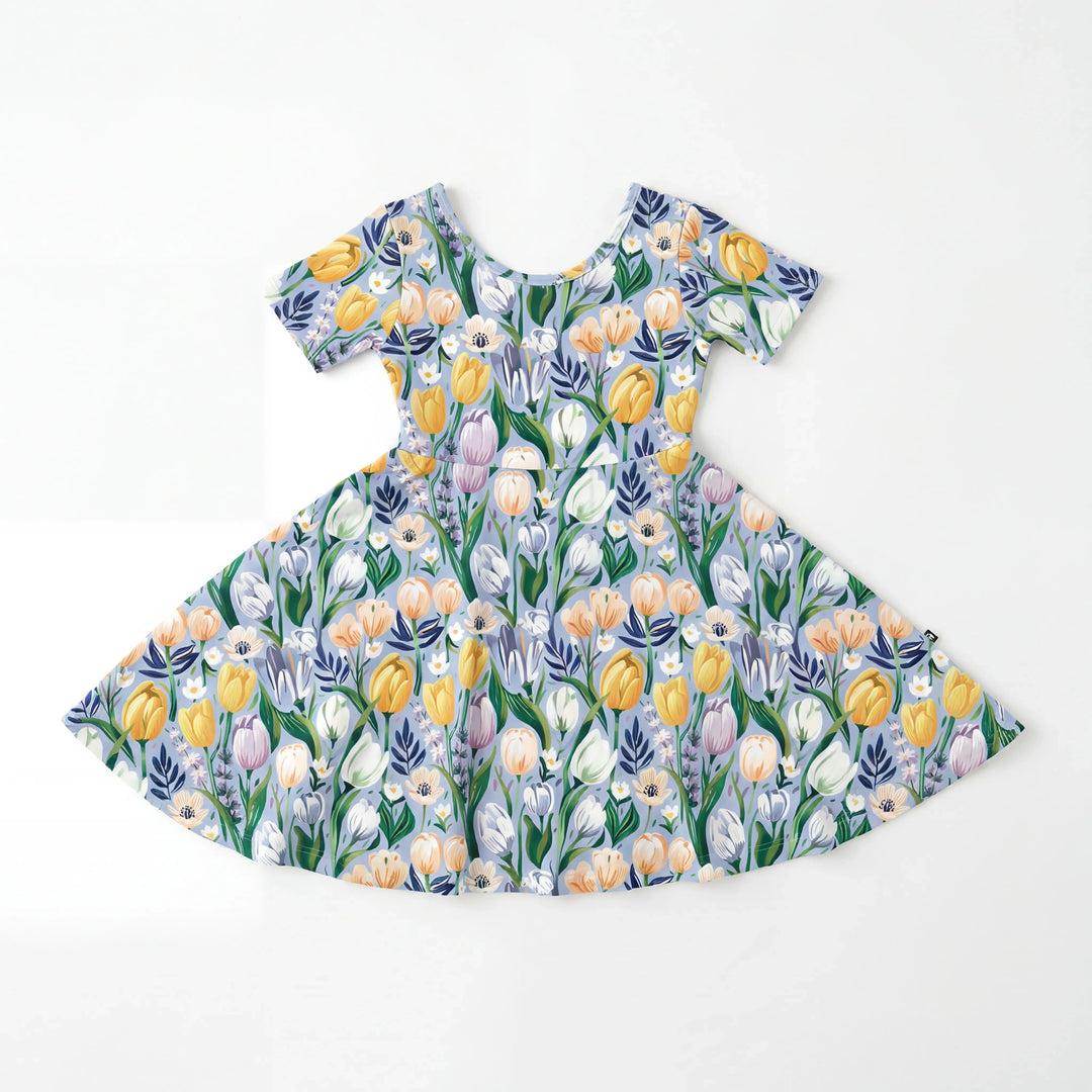 Lively Tulip Garden Floral Bamboo Twirl Dress