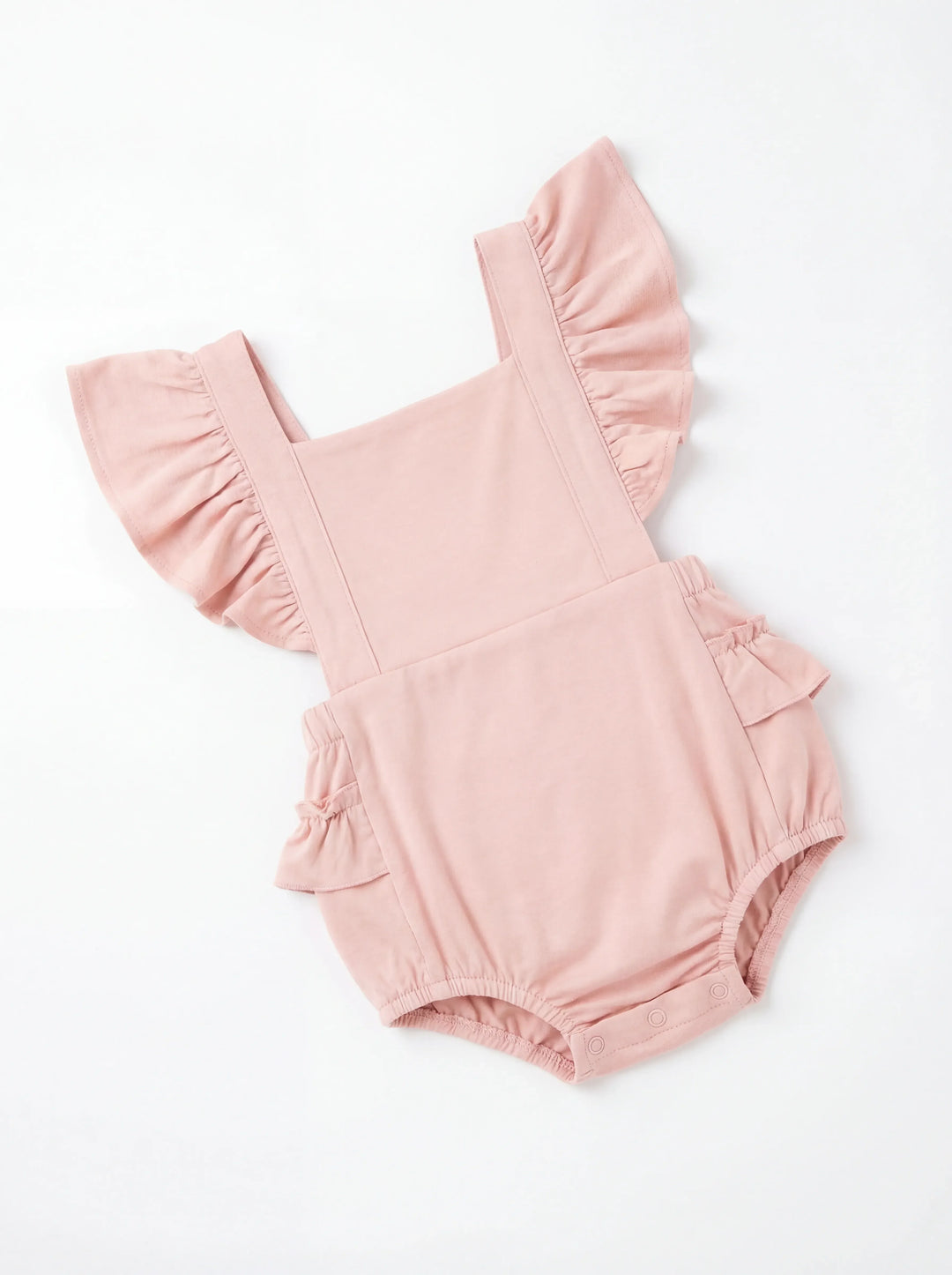 Solid Color Bamboo Cross Back Ruffle Bubble Romper