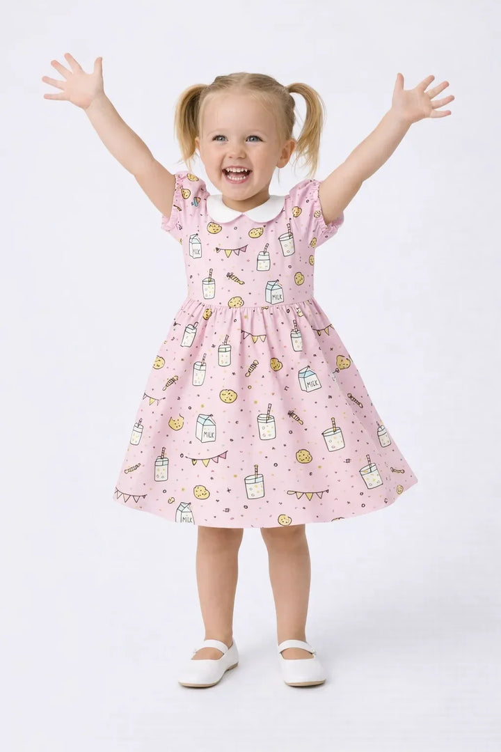 Cute Milk and Cookies Bamboo Peter Pan Collar Dress