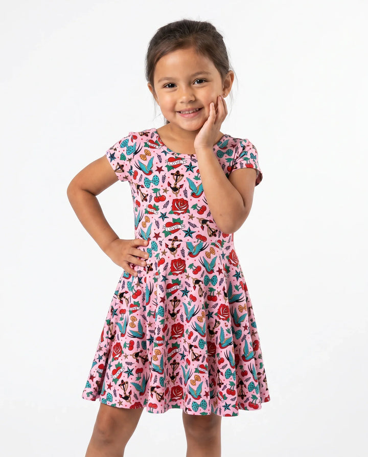 Retro Tattoo Treasures Bamboo Twirl Dress