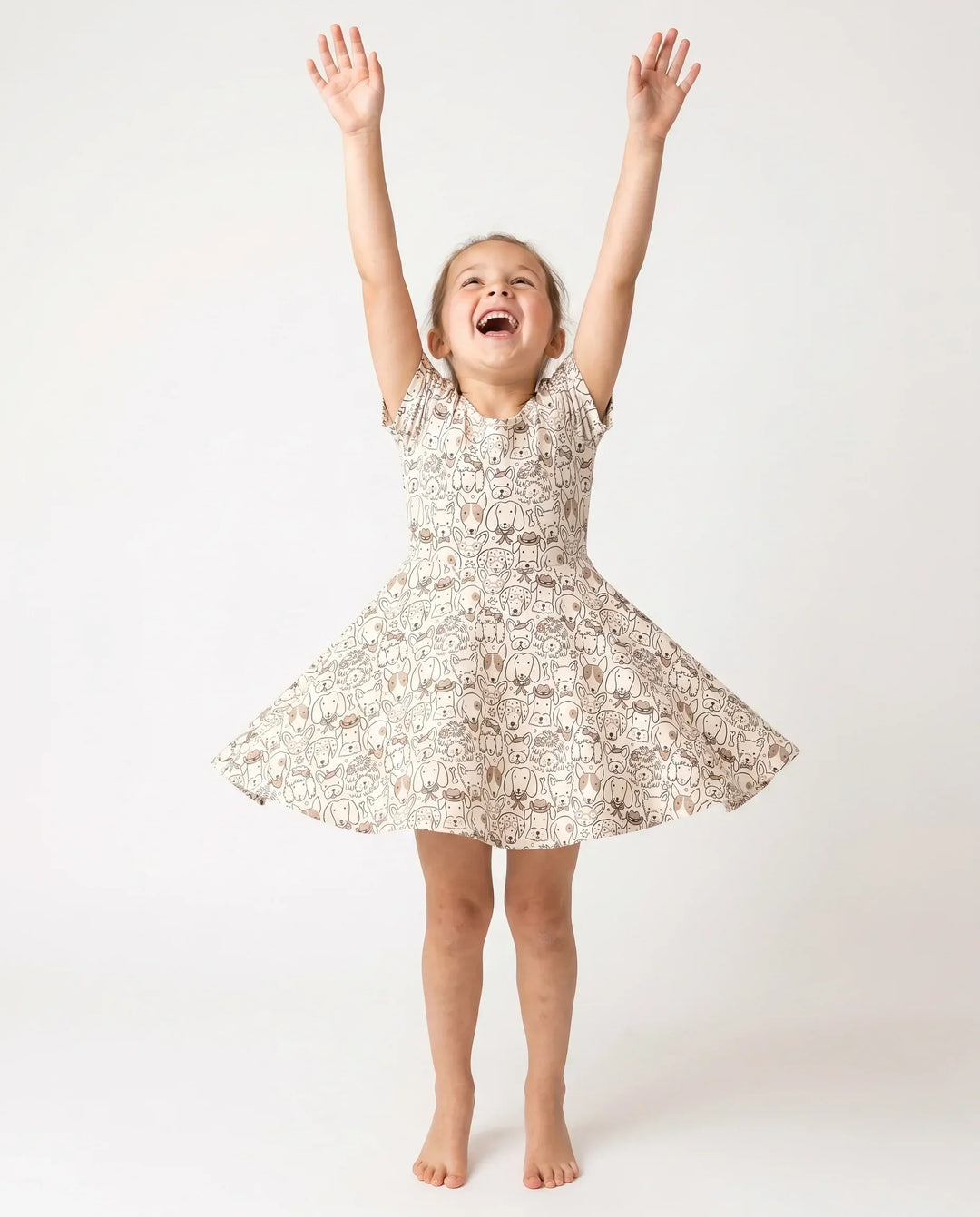 Cozy Puppy Faces Bamboo Twirl Dress