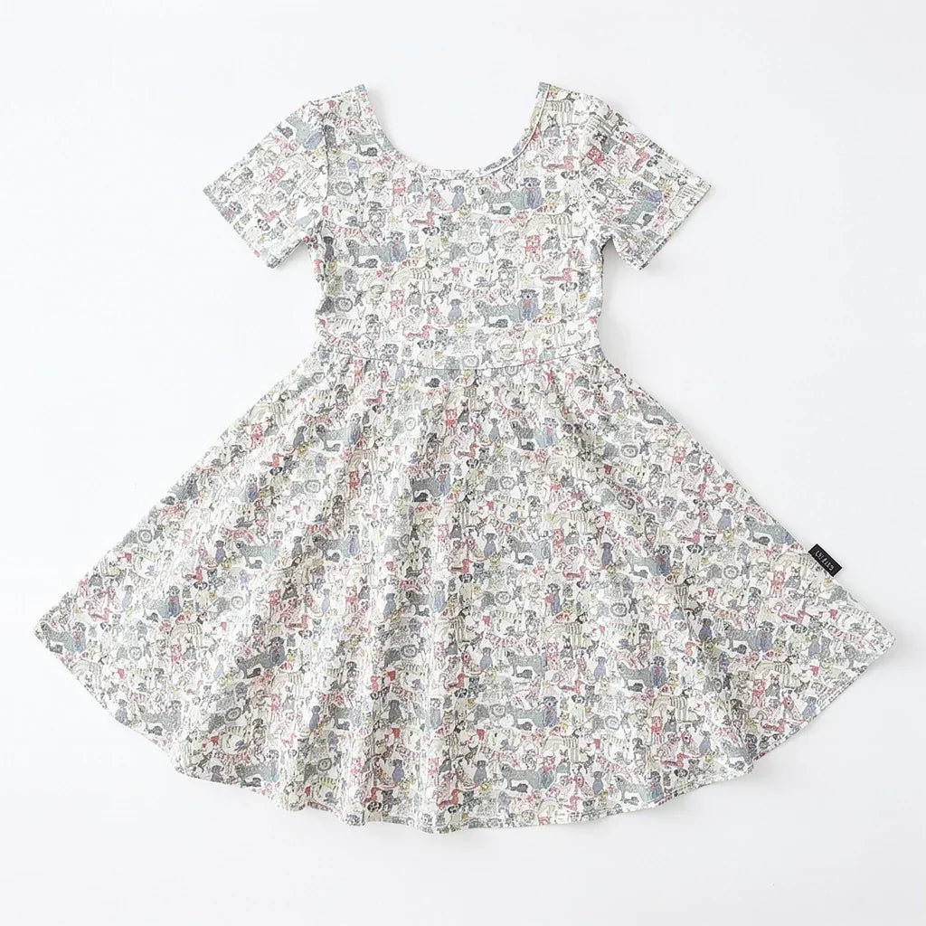 Whimsical Dog Society Bambus-Wirbelkleid