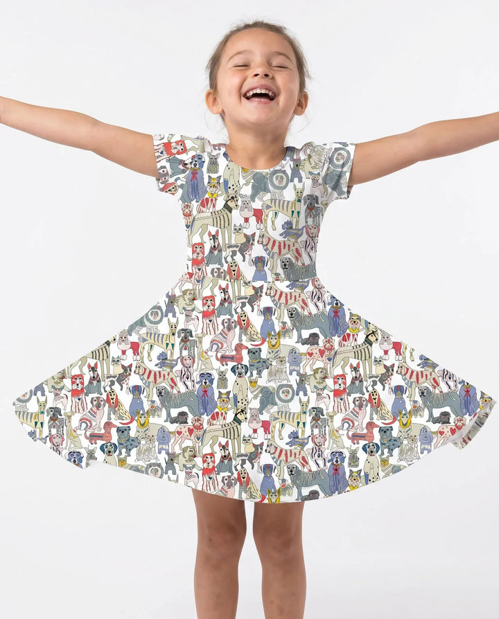 Whimsical Dog Society Bambus-Wirbelkleid