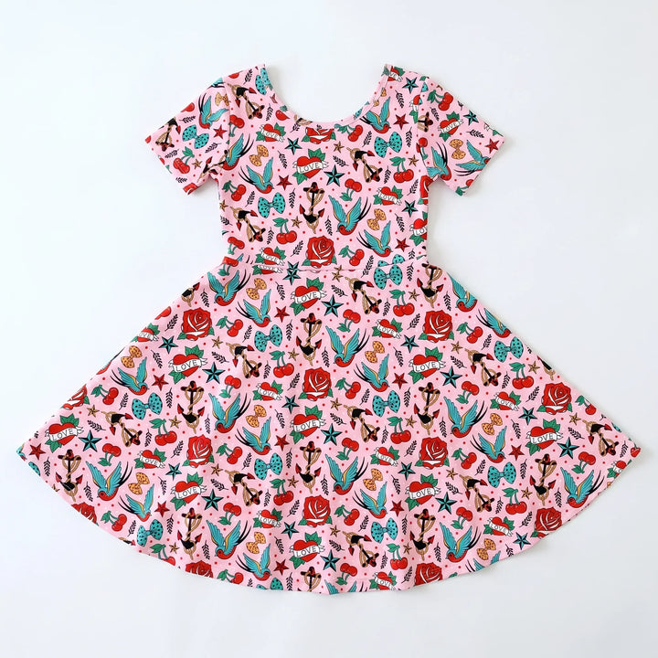 Retro Tattoo Treasures Bamboo Twirl Dress