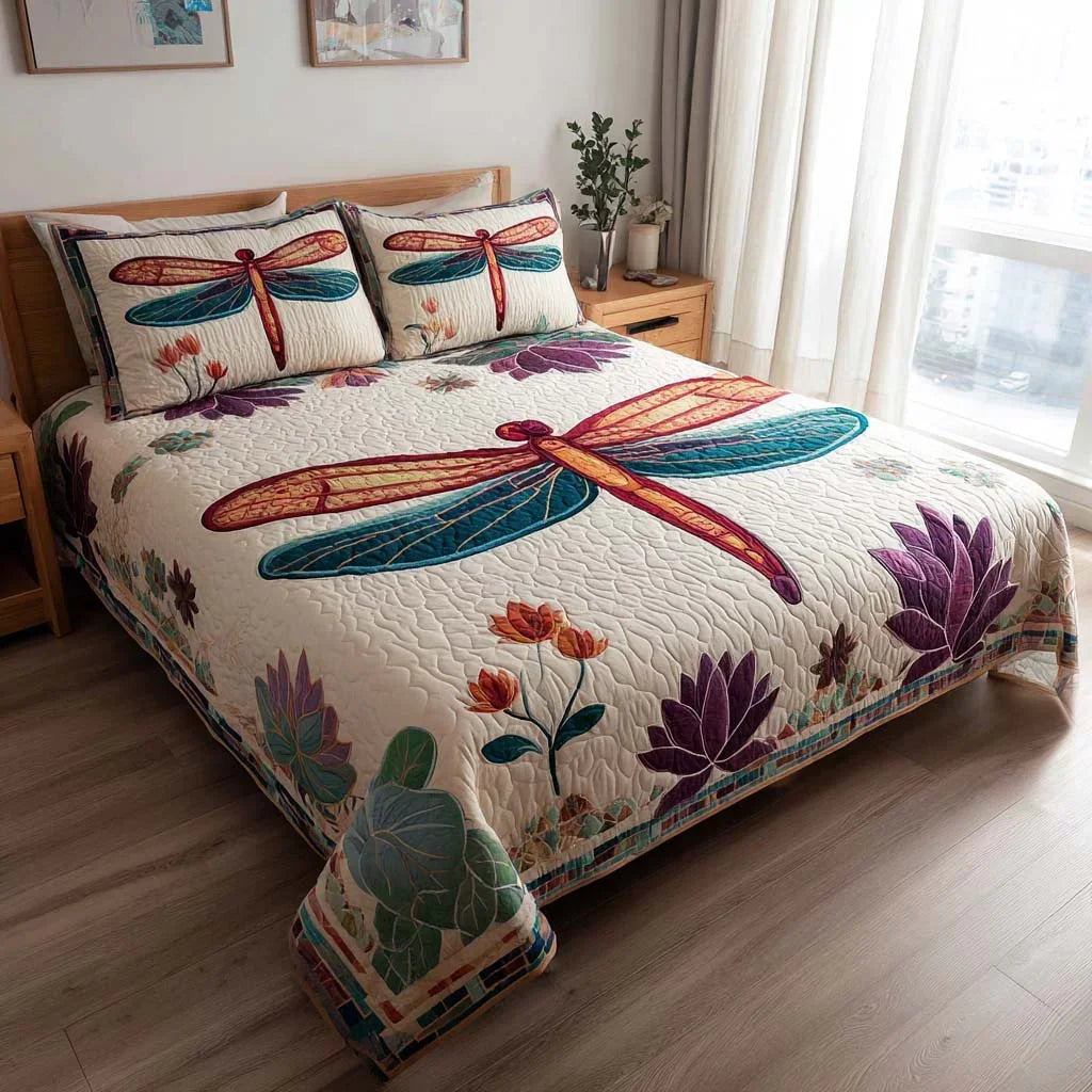 Dragonfly Woodland Charm Bamboo Quilt Bedding Set