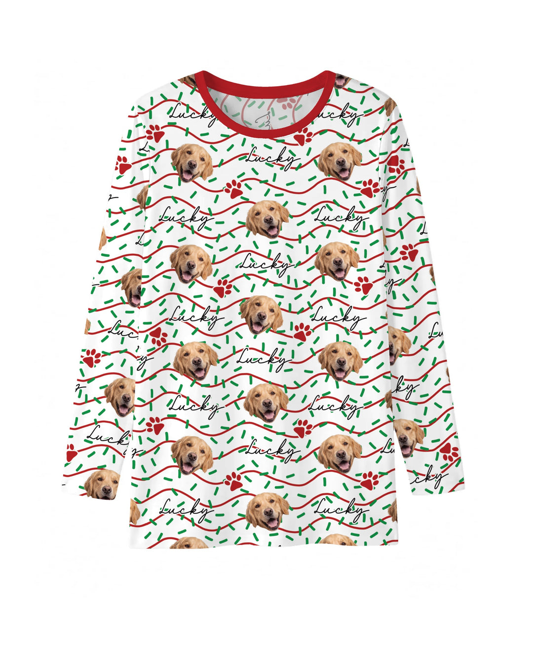 Custom Pet Photo Christmas Sprinkles Bamboo Men's Pajama Set