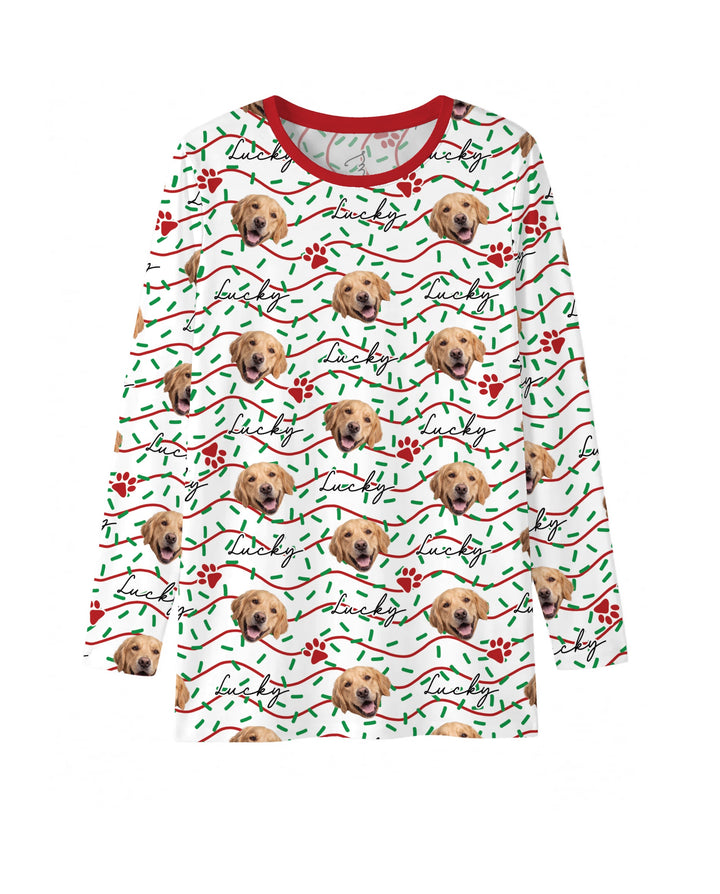 Custom Pet Photo Christmas Sprinkles Bamboo Men's Pajama Set