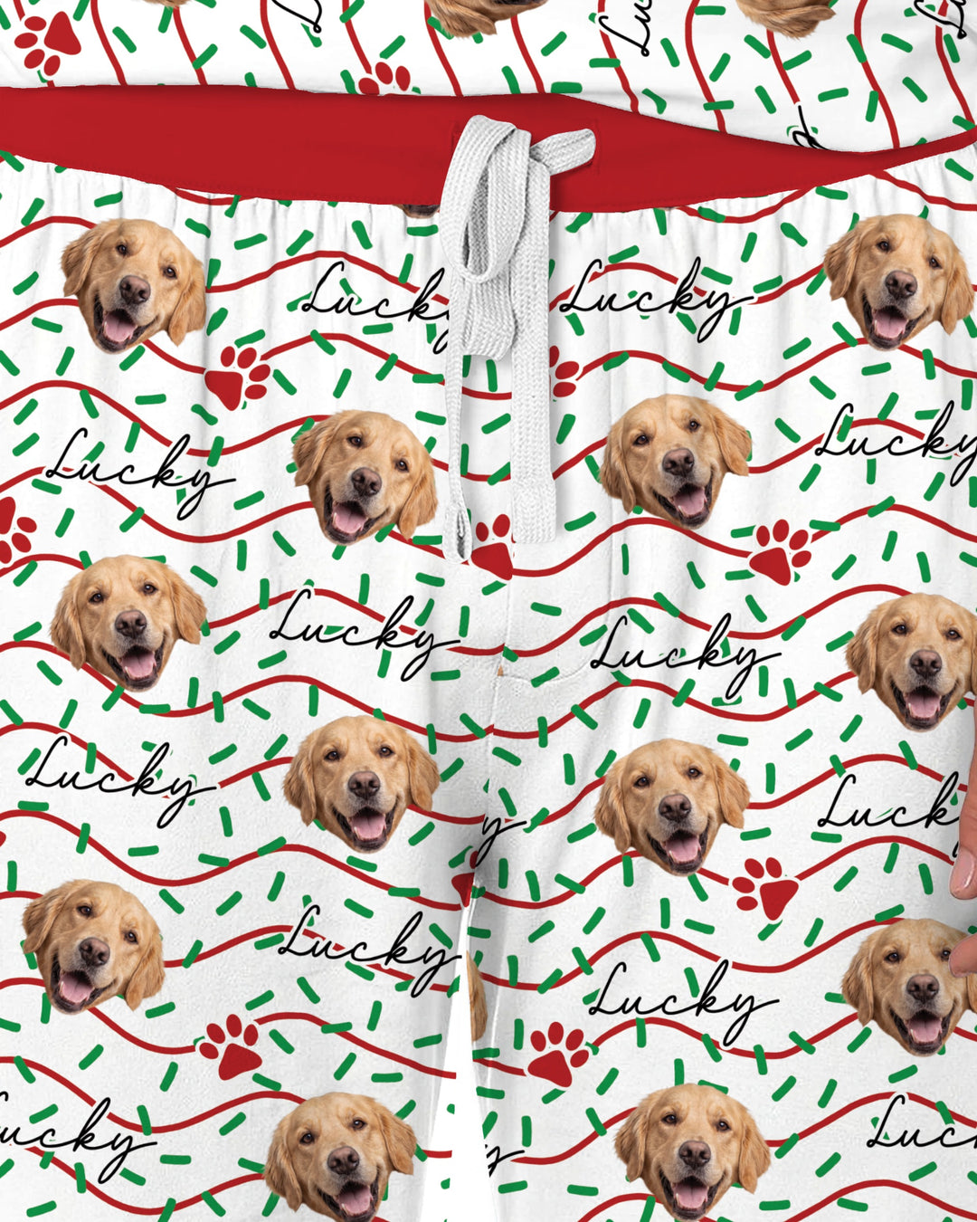 Custom Pet Photo Christmas Sprinkles Bamboo Men's Pajama Set