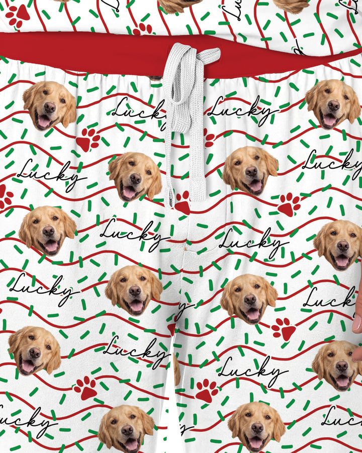 Custom Pet Photo Christmas Sprinkles Bamboo Men's Pajama Set