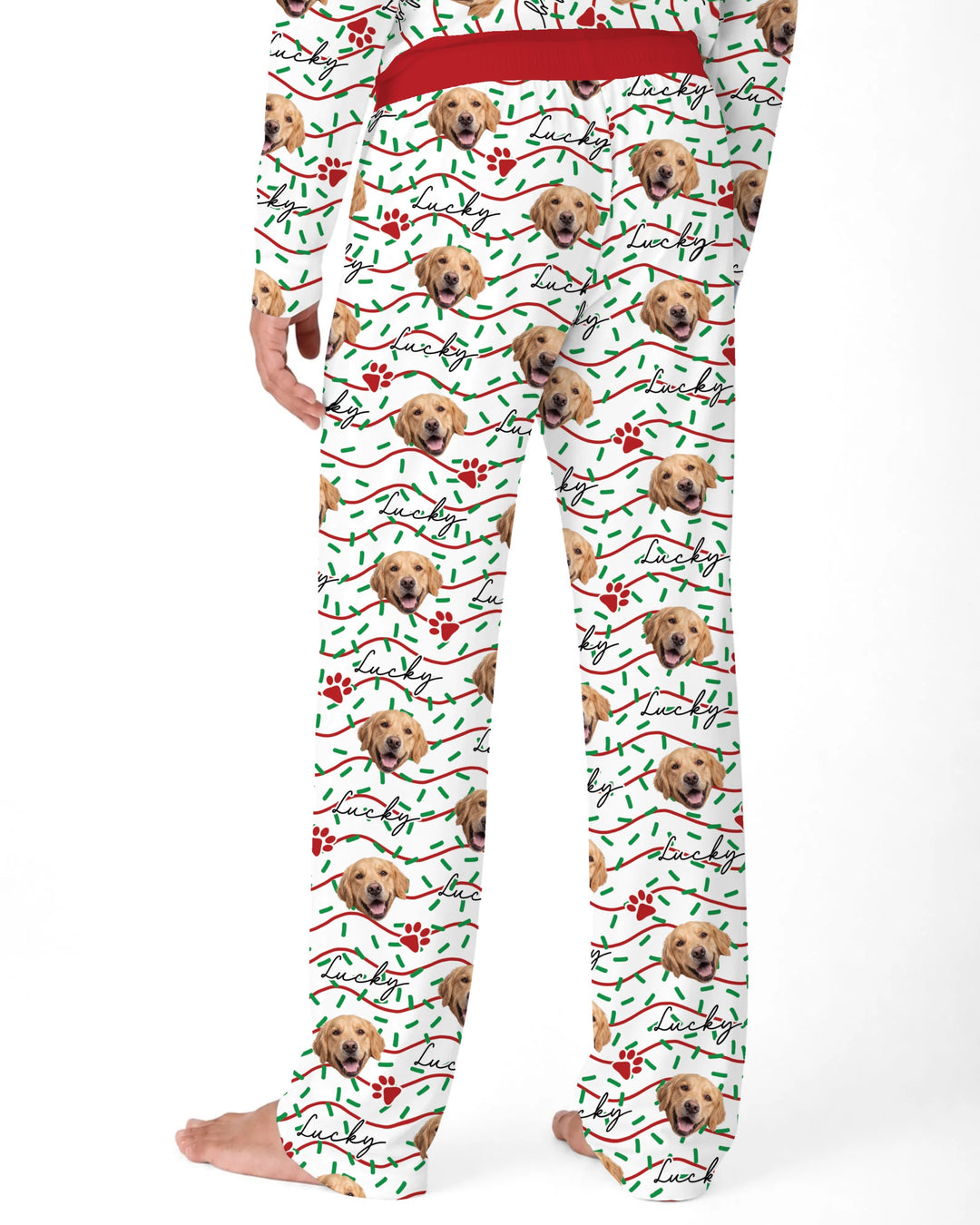 Custom Pet Photo Christmas Sprinkles Bamboo Men's Pajama Set