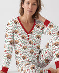 Custom Pet Photo Christmas Sprinkles Bamboo Women Pajama Set