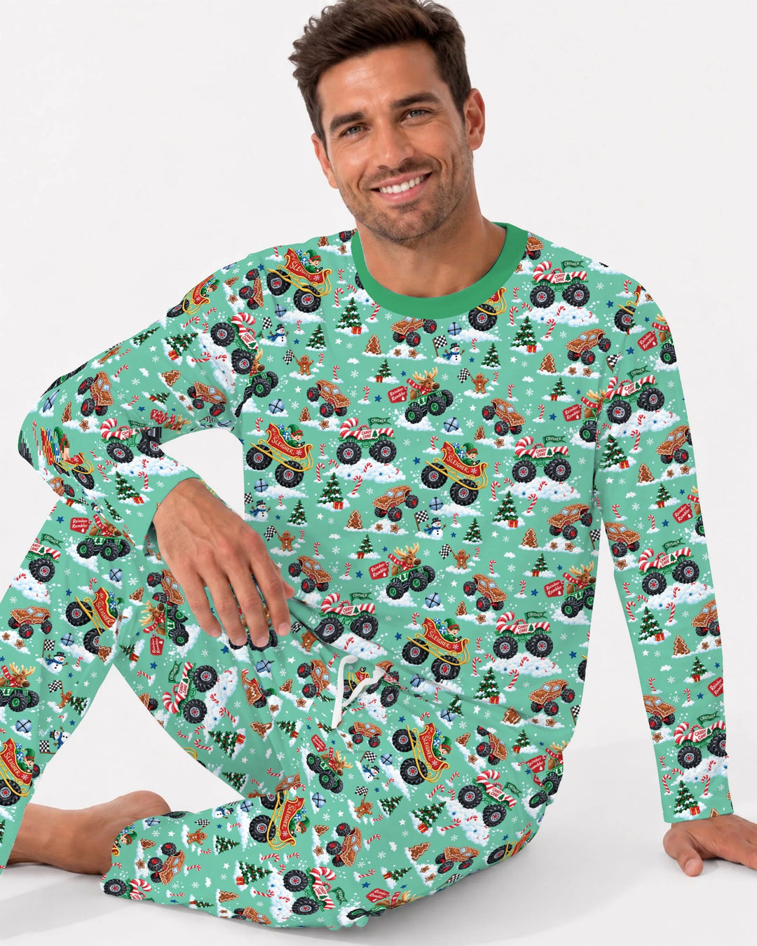 Holiday Monster Truck Bamboo Men's Pajama Set