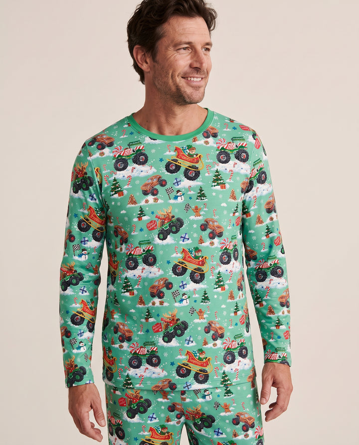 Holiday Monster Truck Bamboo Men's Pajama Set