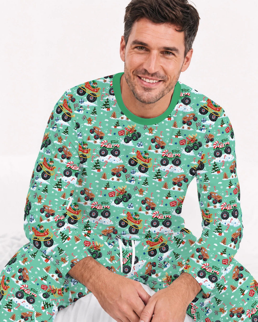 Holiday Monster Truck Bamboo Men's Pajama Set