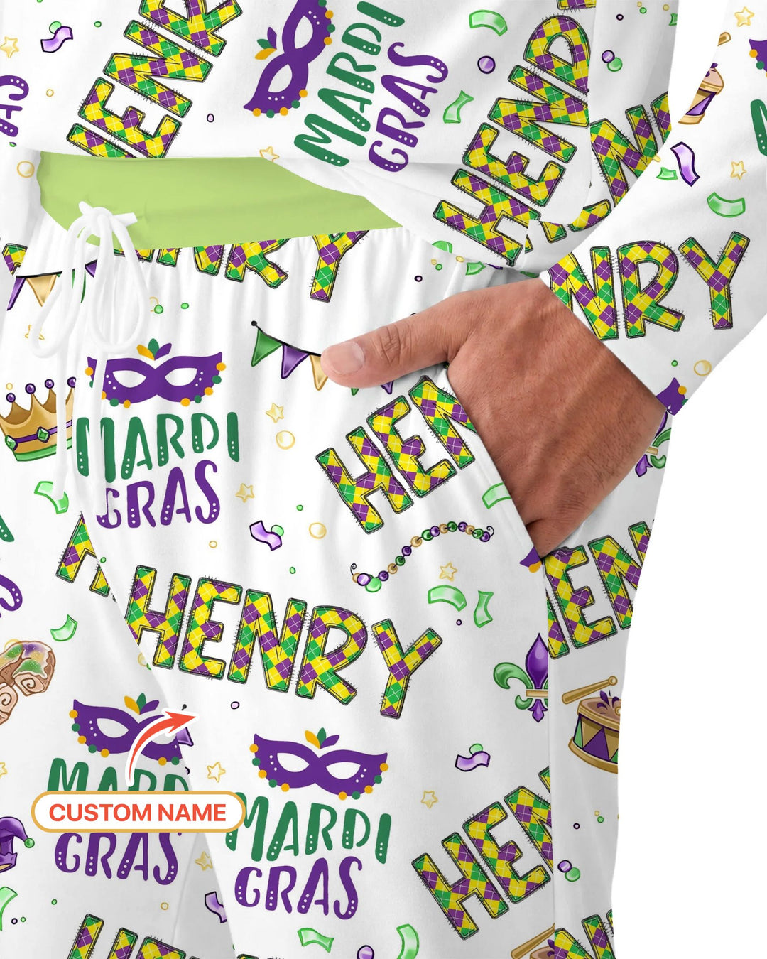 Custom Name Make your own Mardi Gras Bamboo Men's Pajama Set
