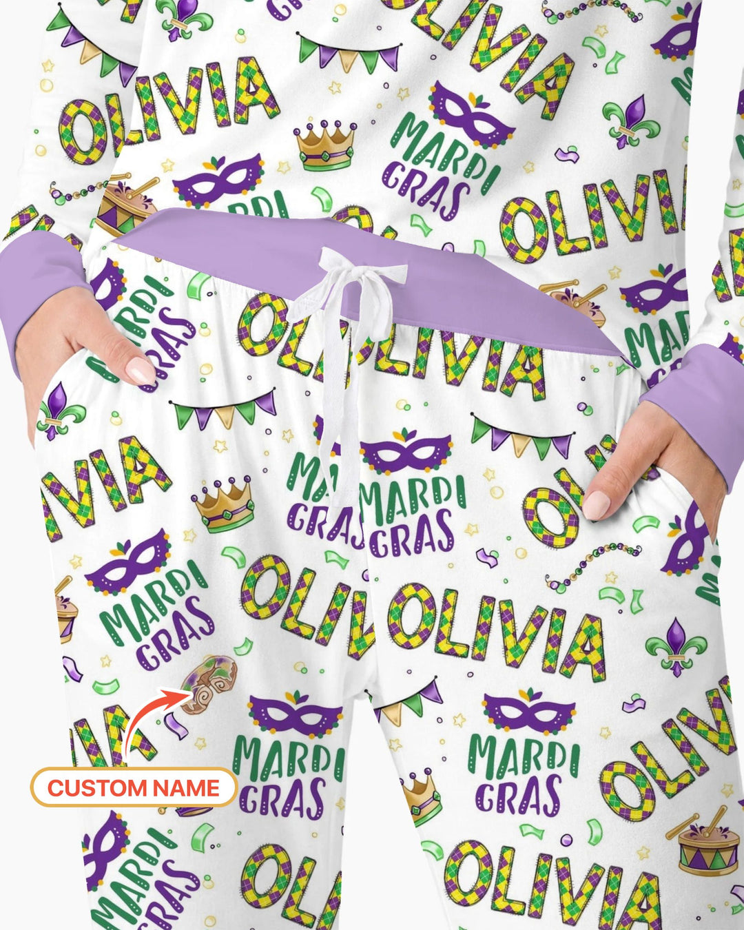 Custom Name Make your own Mardi Gras Bamboo Women Pajama Set