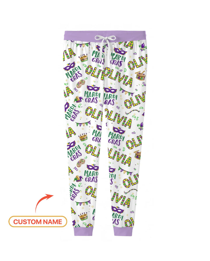 Custom Name Make your own Mardi Gras Bamboo Women Pajama Set
