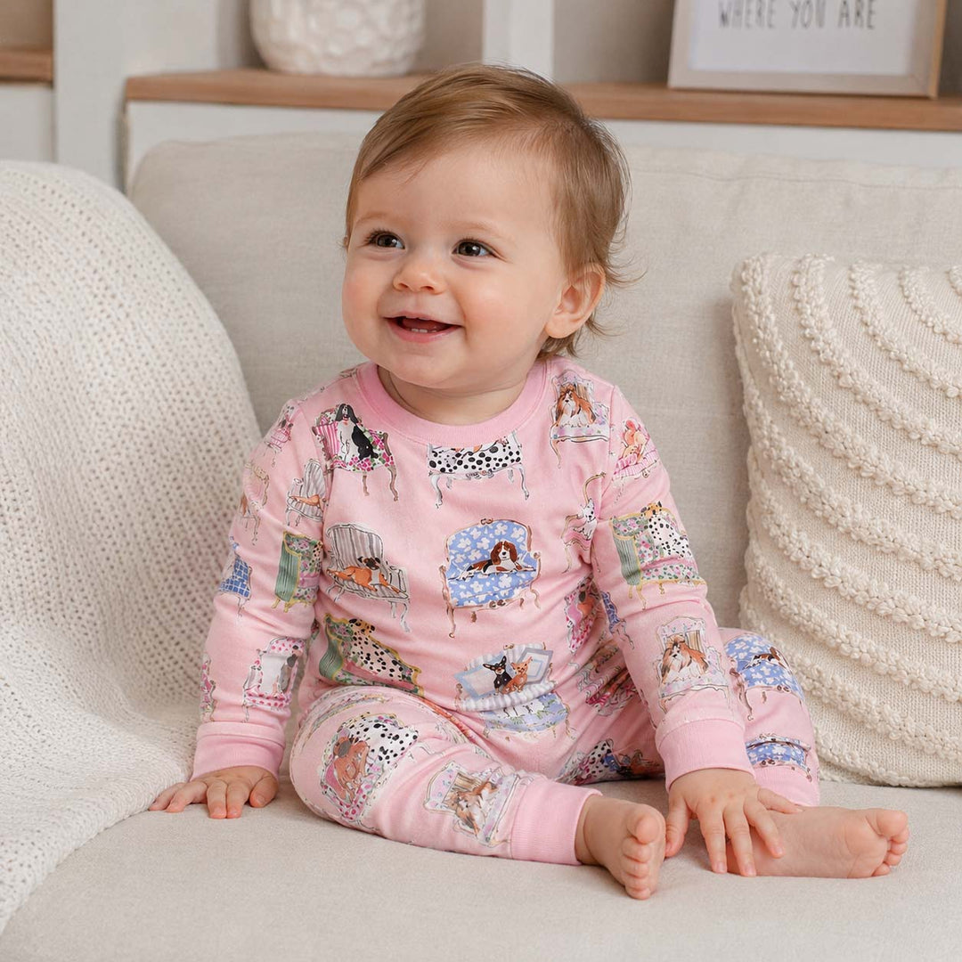 Elegant Chair Dogs Bamboo Two Piece Long Sleeve Pajama Set