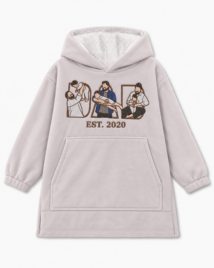 Personalized Dad Embroidered Bamboo Blanket Hoodie