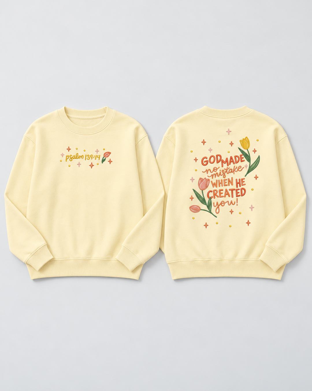 God Made No Mistake When He Create You Embroidered Bamboo Women Crewneck Sweatshirt