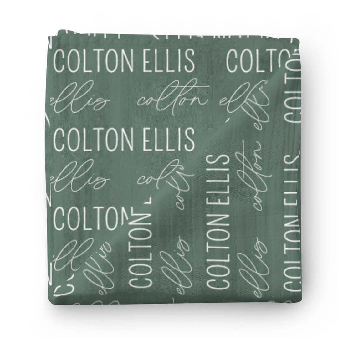 Personalized Baby Name Swaddle Blanket Block & Script