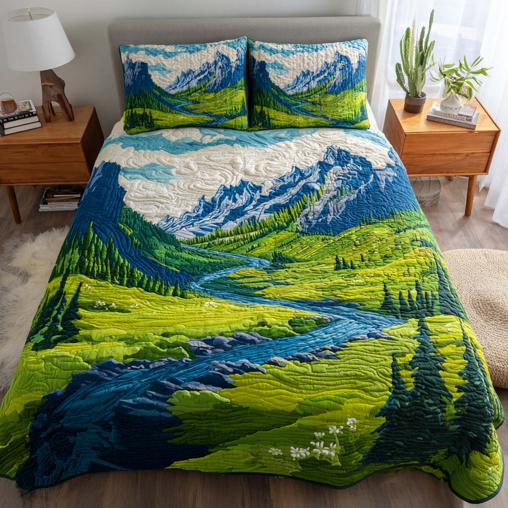Endless Green Wonder Bamboo Quilt Bedding Set