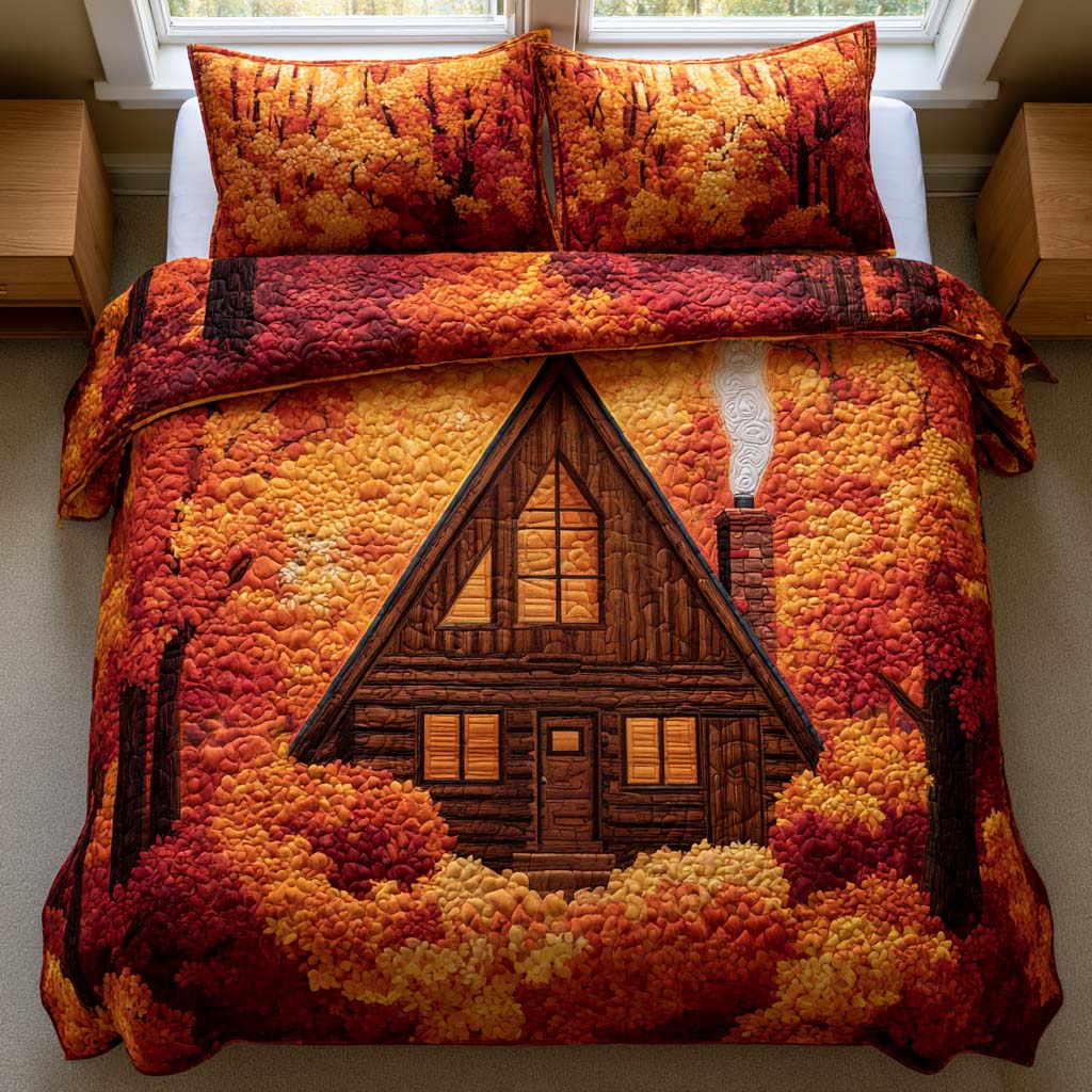 Evergreen Log Cabin Bamboo Quilt Bedding Set