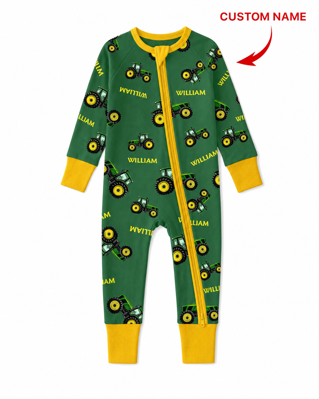 Custom Name Green Tractors Matching Daddy & Me Bamboo Convertible Zippy