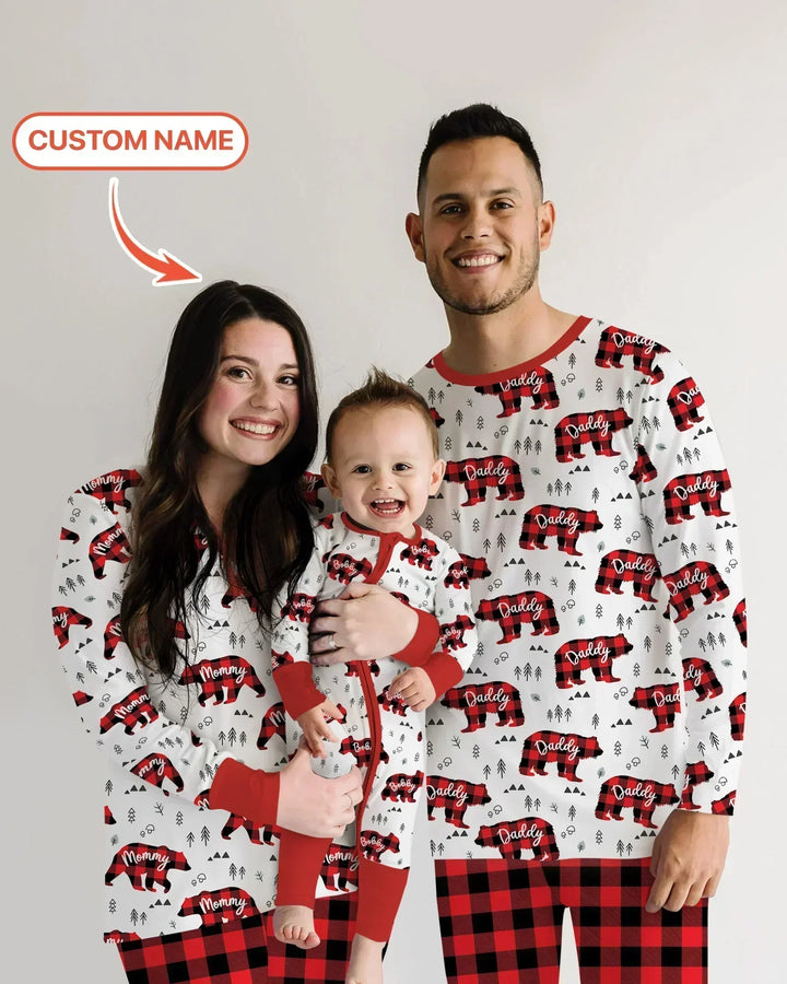 Custom Name Family Bear Matching Bamboo Women Pajama Set