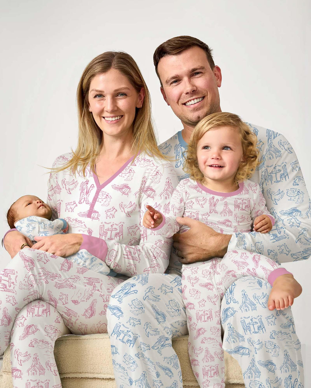 Zweiteiliges Langarm-Pyjama-Set mit Sommerfrüchten
