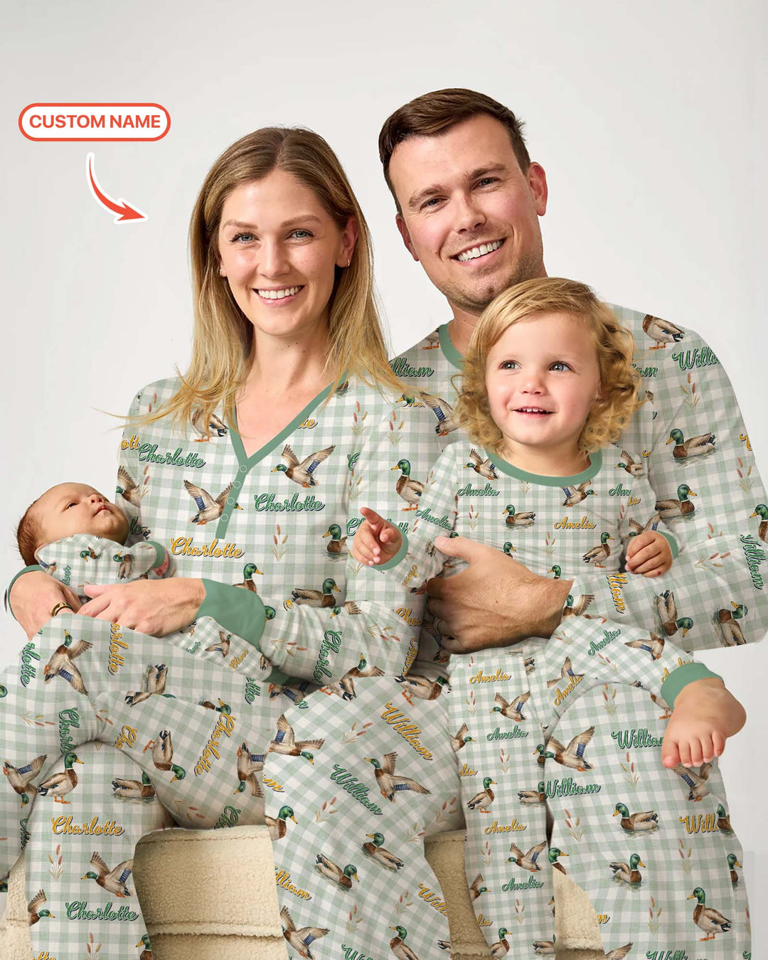 Mallard Duck Custom Name Bamboo Men's Pajama Set