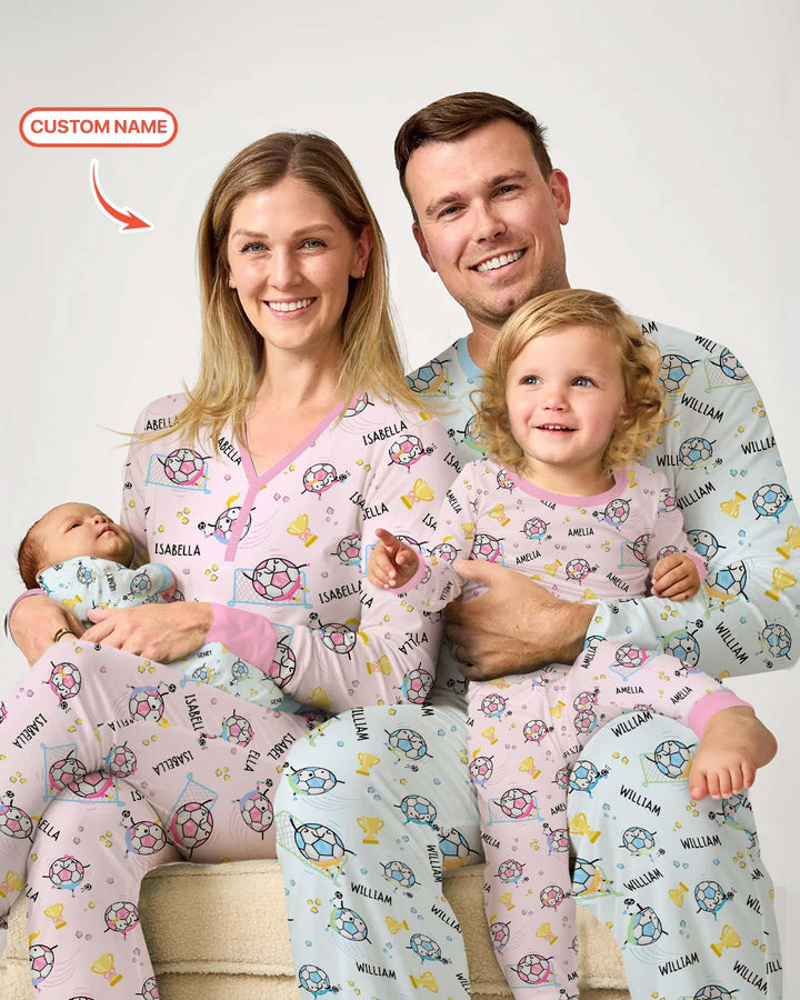 Mono convertible de bambú con cremallera a juego para padre e hijo de fútbol con nombre personalizado