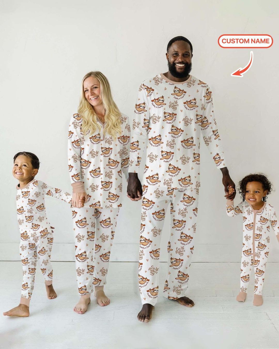 Custom Name Mama & Baby Sloth – Our First Mother’s Day 2026 Bamboo Convertible Zippy