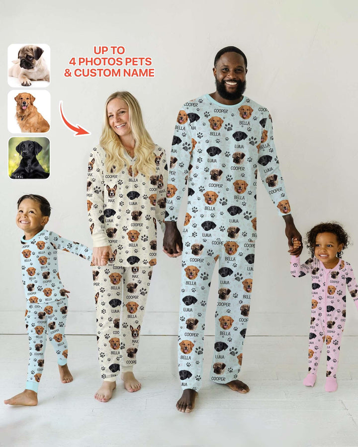 Custom Photo With Paw For Dog Lovers Bamboo Women Pajama Set