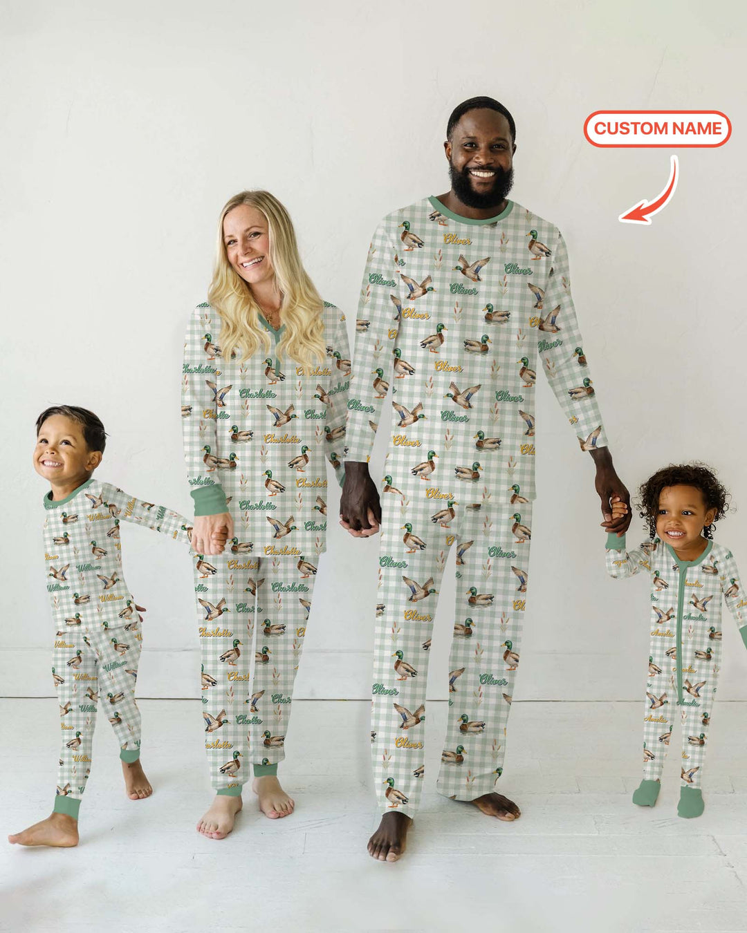 Mallard Duck Custom Name Bamboo Women Pajama Set