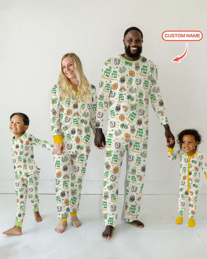 Personalized God Says I Am St. Patrick's Day Family Matching Women Pajama Set