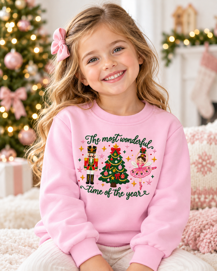 Nutcracker The Most Wonderfull Time Of The Year Embroidered Bamboo Crewneck Sweatshirt