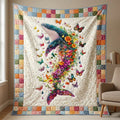 Floral Whale Bamboo Quilt Blanket