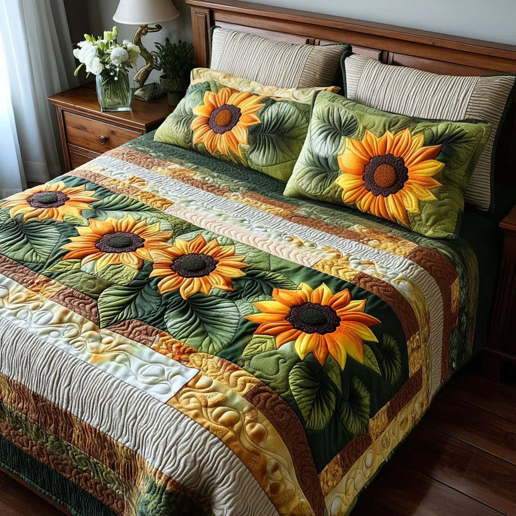 Floral Bloom Bamboo Quilt Bedding Set